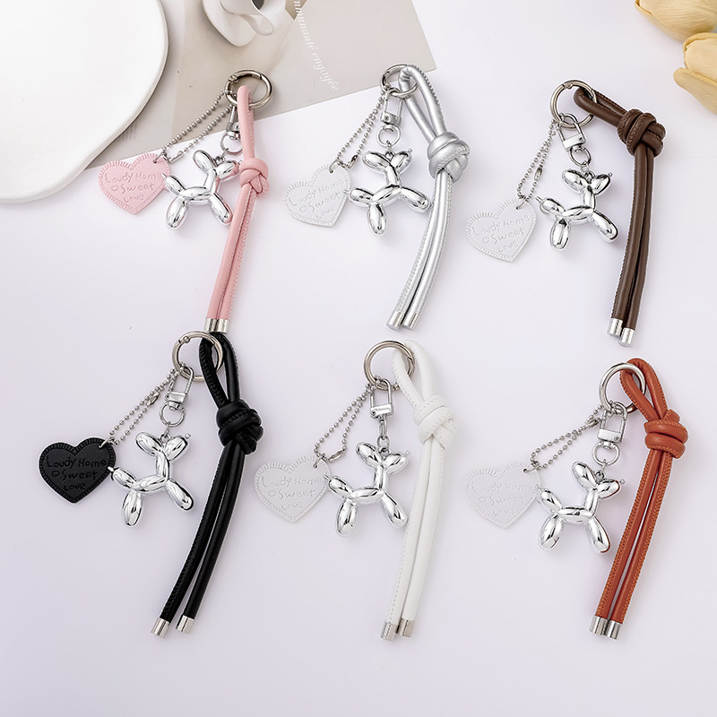 New Bag Mobile Phone Lanyard Leather Braided Love Bubble Dog Creative Pendant Keychain Bag Pendant Versatile