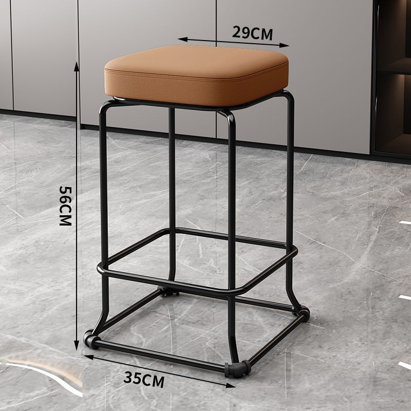 Taburete redondo de envoltura suave, silla de comedor de hierro forjado, taburete cuadrado sólido moderno, taburete de acero apilable para el hogar image 16