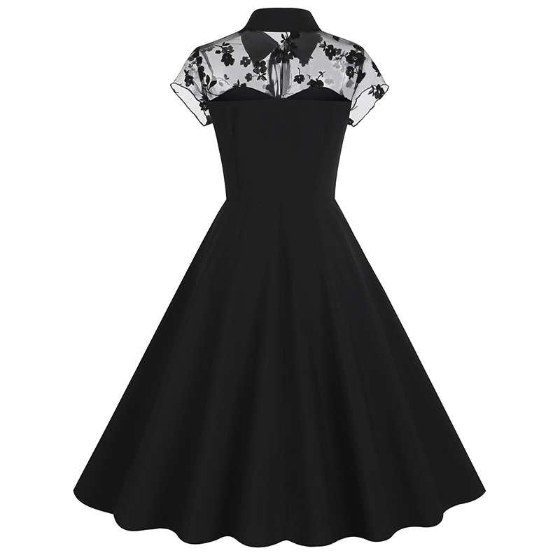 Vintage 50S 60S Women's Retro Flowers Printing Dress A-Line Elegant Black Dress | eBay Vintage 50S 60S Women's Retro Flowers Printing Dress A-Line Elegant Black Dress | eBay
