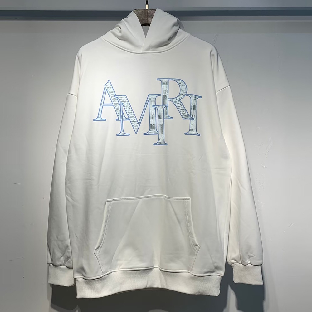 AMIRI suéter colección de letras de impresión transfronterizas 360 gramos de anillo masculino suelto casual sudadera encapuchada