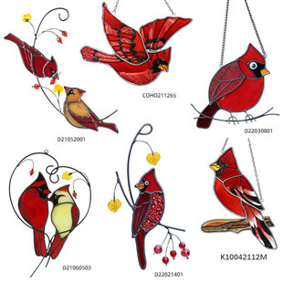 Factory Custom Amazon Hot Red Bird Hanging Ornaments Painted Bird Red Master Bird Window Pendant Mother's Day Gift