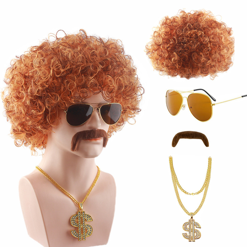 Halloween European American Men's Rock Wig Amazon Hippie Punk Wig Disco Hip Hop Fans Hair Set Halloween European American Men's Rock Wig Amazon Hippie Punk Wig Disco Hip Hop Fans Hair Set