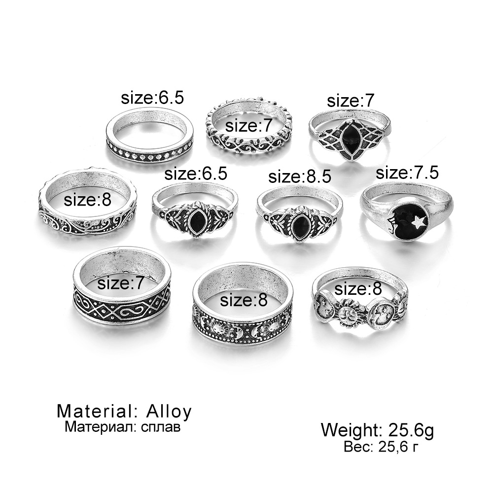 18g Weight Rings Classification 1 Set Quantity Street Occasion Alloy Material Leaf, Heart Shape Pattern Men's Gender Carving Design Hip-Hop, Retro Style Hip-Hop Retro Leaf Heart Shape Alloy Carving Men's Ring Sets 2