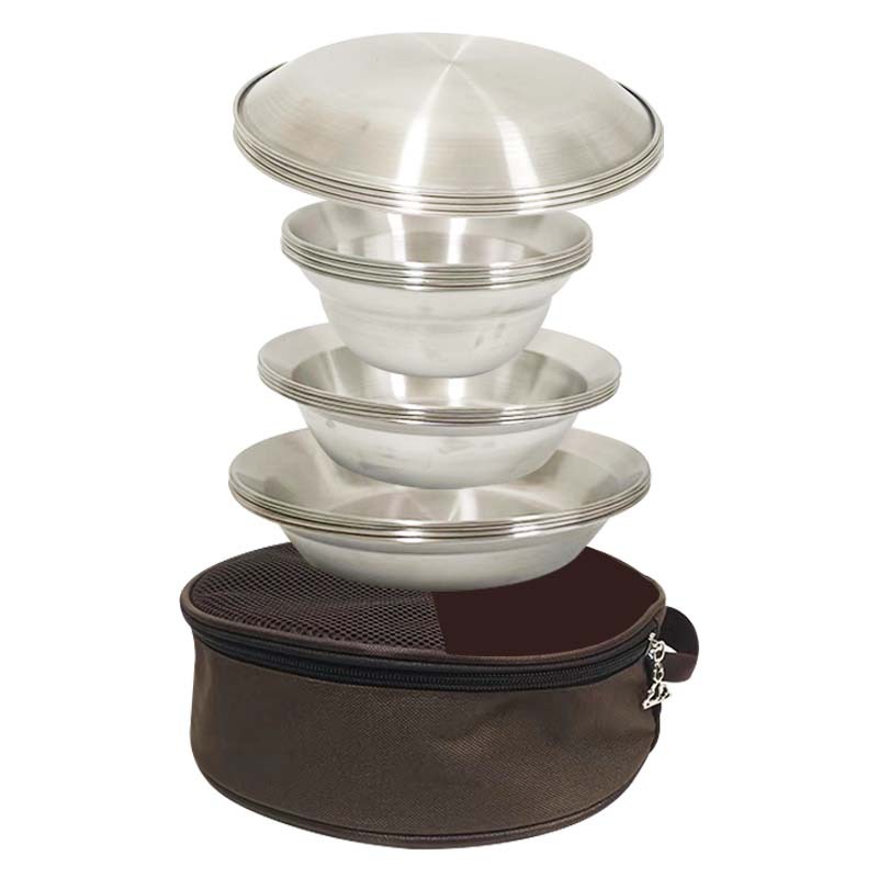 Al Aire Libre de acero inoxidable placa tazón 16-piece set camping vajilla auto-conducción de viaje portátil camping barbacoa placa hogar sopa plato cuenca
