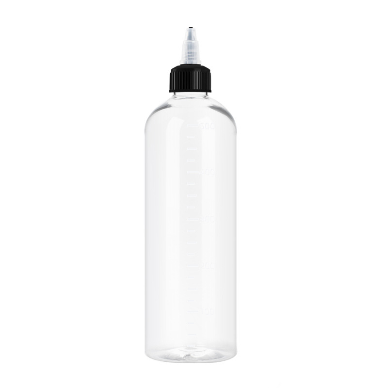 Botella de boca afilada transparente de 500 ml con escala Botella de extrusión Botella de plástico con goteo Botella pequeña vacía Botella de emulsión Botella de pigmento image 5
