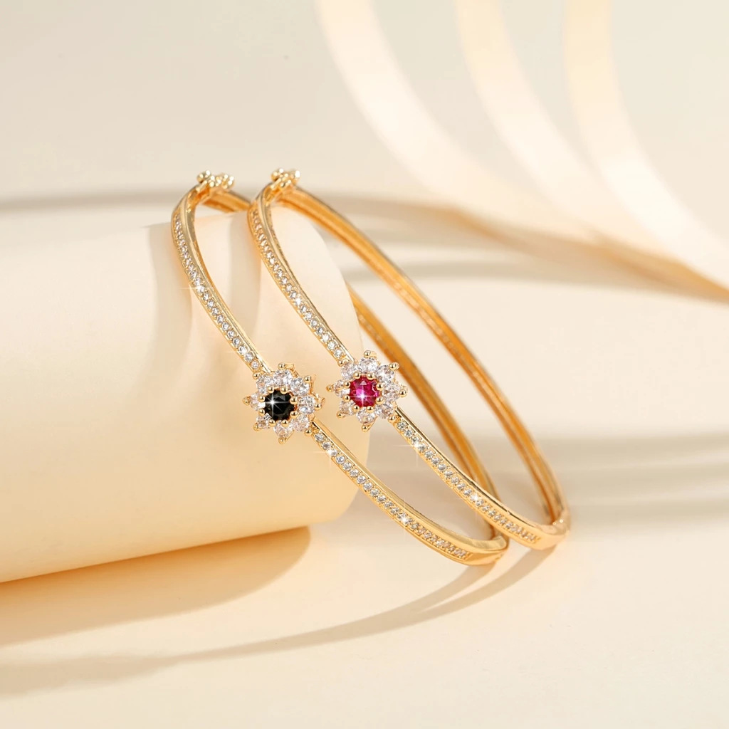 Brazalete de moda de cobre chapado en oro micropartículas de piedra de silicio transfronterizas temperamento brazalete de mujeres joyas exquisitas al por mayor