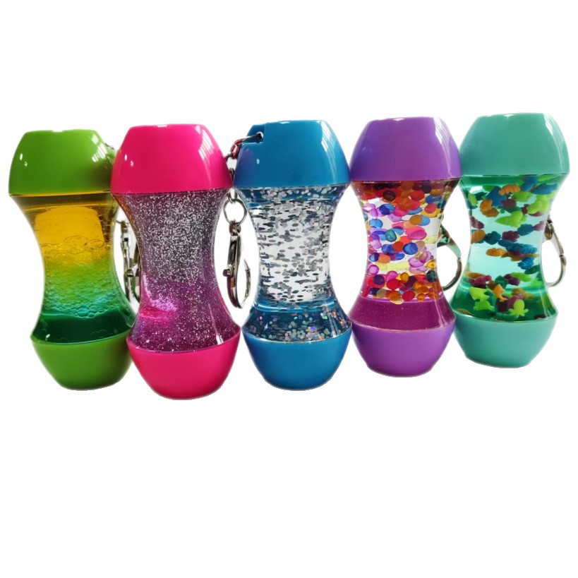 小葫芦液体滴漏锁扣 亚克力油水闪粉漂浮物钥匙扣液体漂浮物挂饰