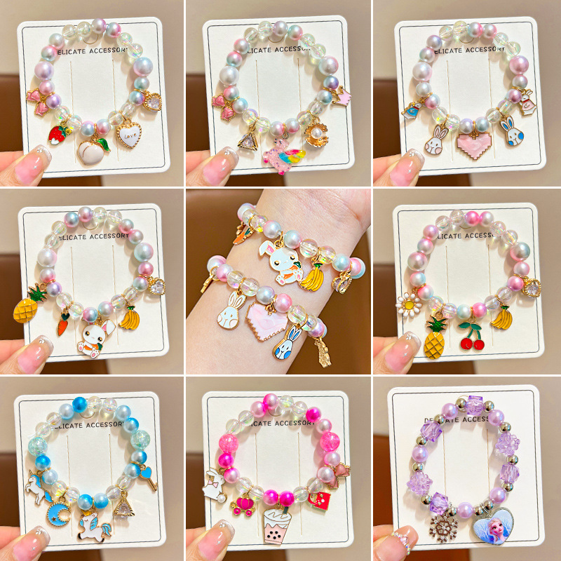 Brazaletes lindos colgante de niña accesorios de dibujos animados joyas de beads princesa de nieve joyas de pulseras de niños