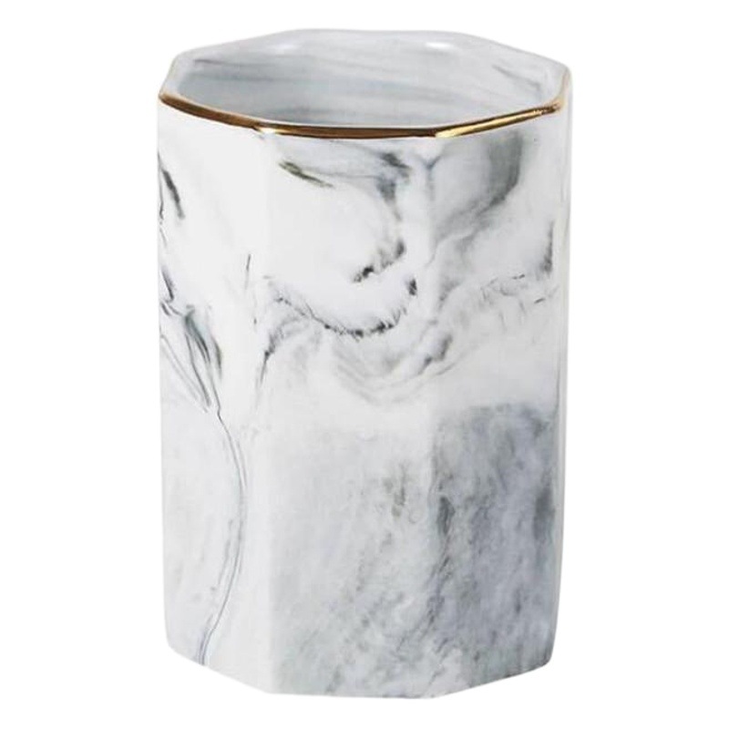 Estilo nórdico ins marbling titular de la pluma de cerámica cepillo de maquillaje taza de almacenamiento contenedor de almacenamiento de decoración del hogar logotipo personalizado