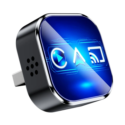 Simsiz CarPlay və Android Auto Screen Mirroring Wireless Carplay - q1a-black-and-blue-base-white-label-metal-glass-apple-android-mirror-casting-android-auto-4-in-1-carplay-box-for-use-with-overseas-systems-only