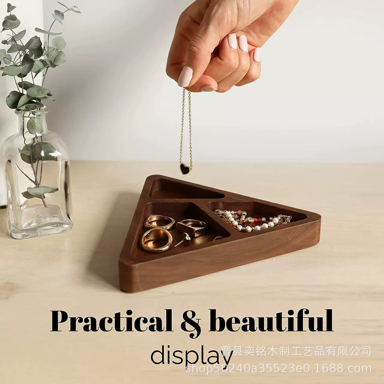 Стеллаж для хранения из черного ореха, многосеточное кольцо, ожерелье, классификационная коробка, настольный органайзер, стеллаж для демонстрации ювелирных изделий из цельного дерева, ящик для хранения