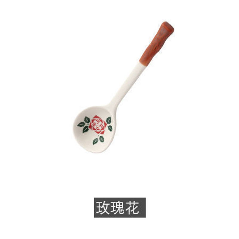 Ceramic Strawberry Long Handle Soup Spoon Set For Home Dining_voghion.com