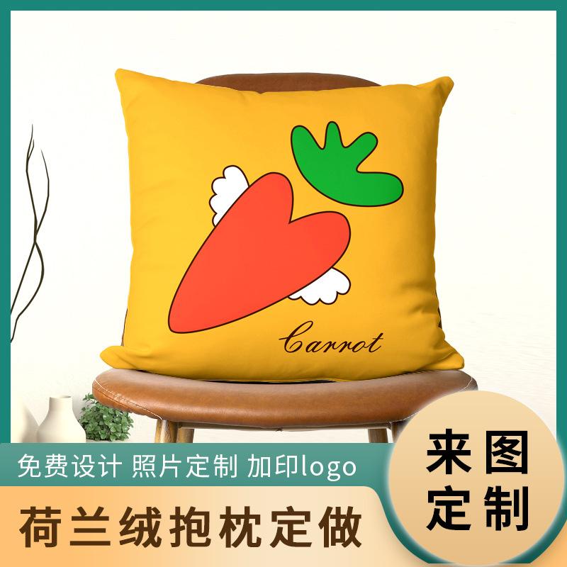 荷兰绒抱枕套厚靠枕靠垫卡通可爱枕头办公室腰靠腰枕礼品一件代发