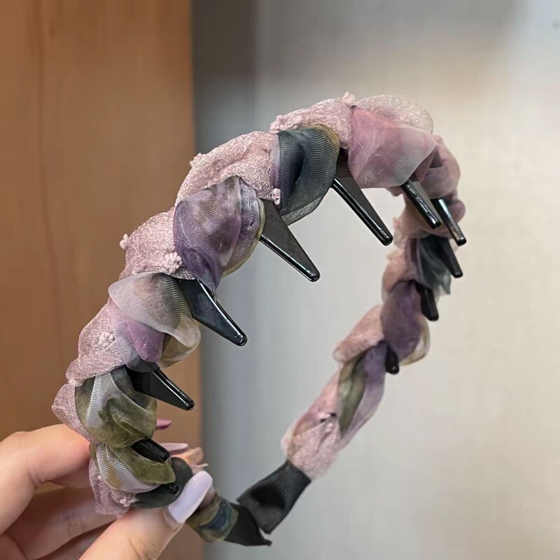 新款夏季多巴胺手工布艺波浪压发发箍批发高颅顶头箍女韩国高级感|undefined