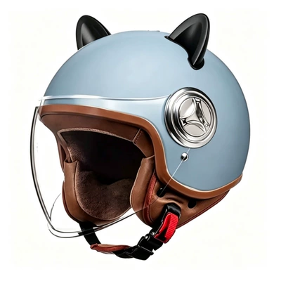 for men and women, suitable for Motosiklet kaskı (dəbilqə) - 801blue-transparent-long-mirror-black-ears