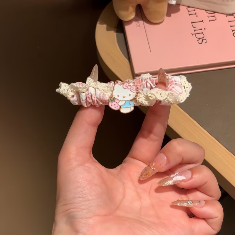 法式风甜美蕾丝花边草莓kt发圈可爱少女马尾高颜值马尾丸子头发饰|undefined