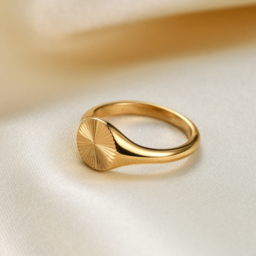 European and American INS stackable sunshine ring fashion jewelry gift 18K gold IP electroplated polished finger ring for women