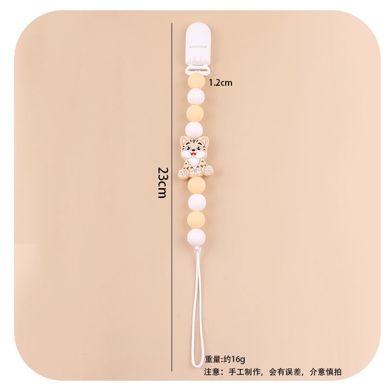 Amazon nuevo clip de pezón de plástico para bebés animados animales gatos calmar silicona bebé molar cadena de pezón