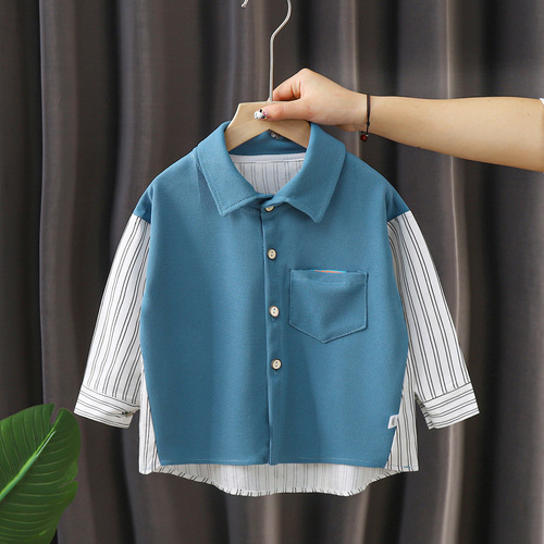 Boys' long-sleeved shirt autumn new long-sleeved children's baby white shirt small and medium-sized children's autumn baby tops