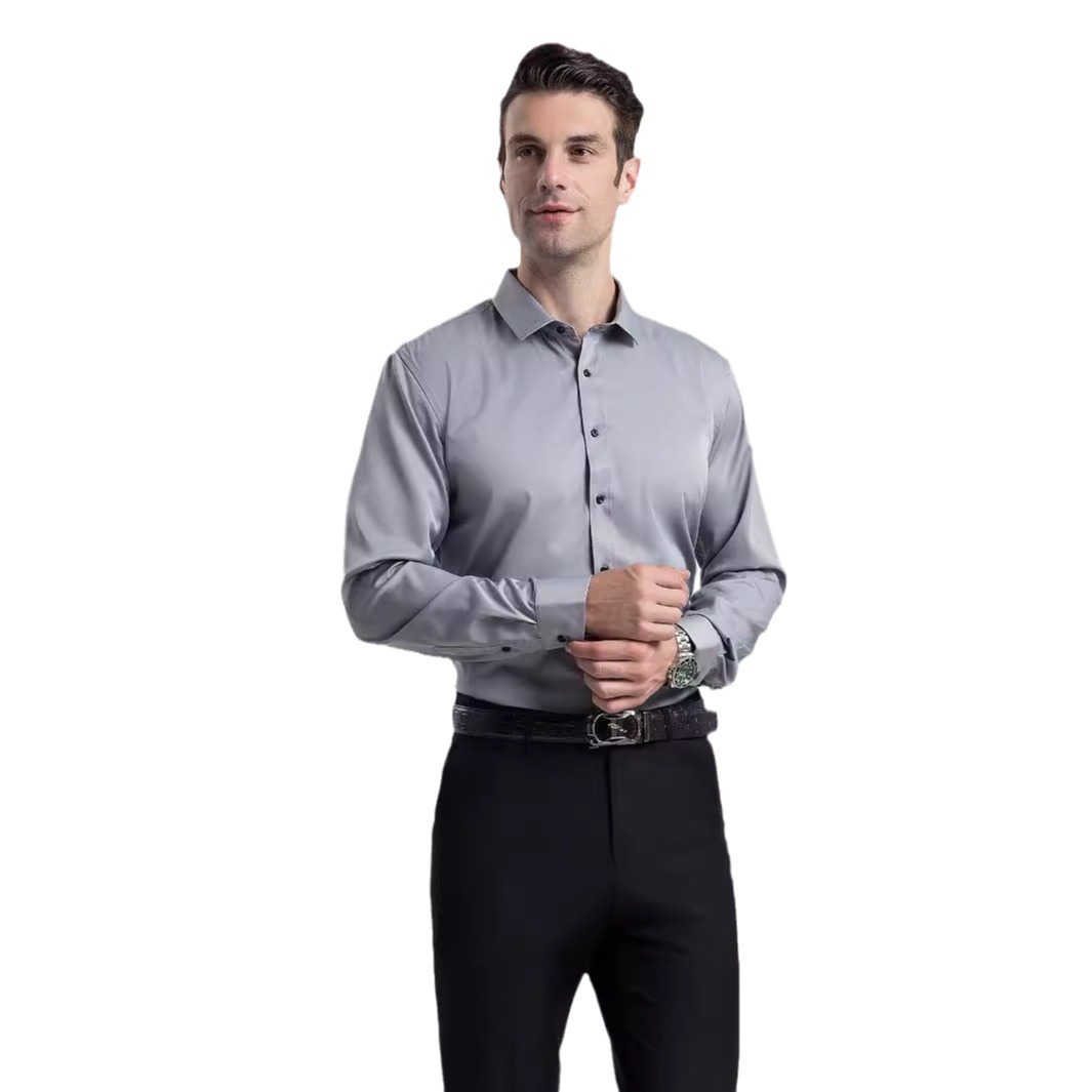 Camisa blanca de venta caliente para hombre Camisa de manga larga para hombre de negocios de primavera Traje delgado Camisa de pulgadas Ropa formal de trabajo profesional