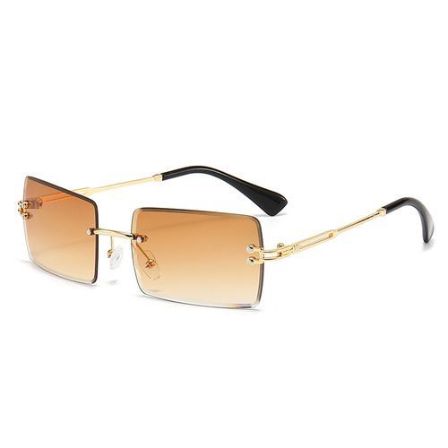 New rimless square sunglasses, fashionable sunglasses for women, European and American trendy cross-border sunglasses manufacturers wholesale