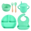 Y13 Smile Face Date+Silicone Bowl+Deldoor Pocket+Woodpower Spoon Fork+Pharise Cup