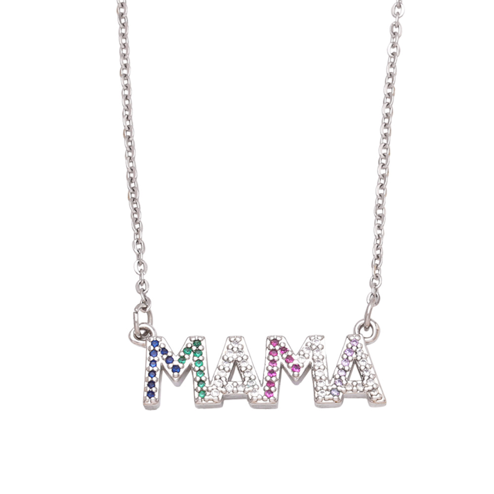 fashion letter MAMA pendant copper gold-plated inlaid zircon necklace