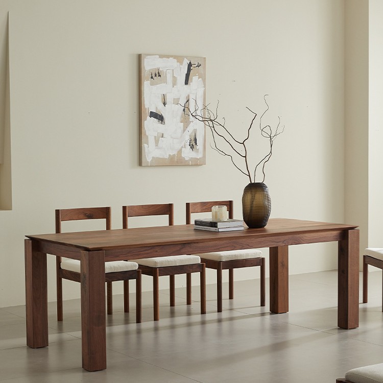 Nordic Style Solid Wood Dining Table Black Walnut Log Desk Home Living Room Desk Cherry Wood Dining Table Long Table