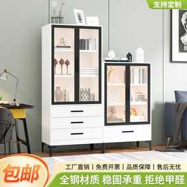 钢制书柜防尘家用多层落地书架儿童绘本收纳柜带抽屉展示柜速卖通