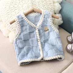 Children's Fleece Vest for Boys and Girls, Stylish Backless Top for Toddlers, Dual-Side Fleece Cardigan, Outerwear, Thick and Warm Baby Vest