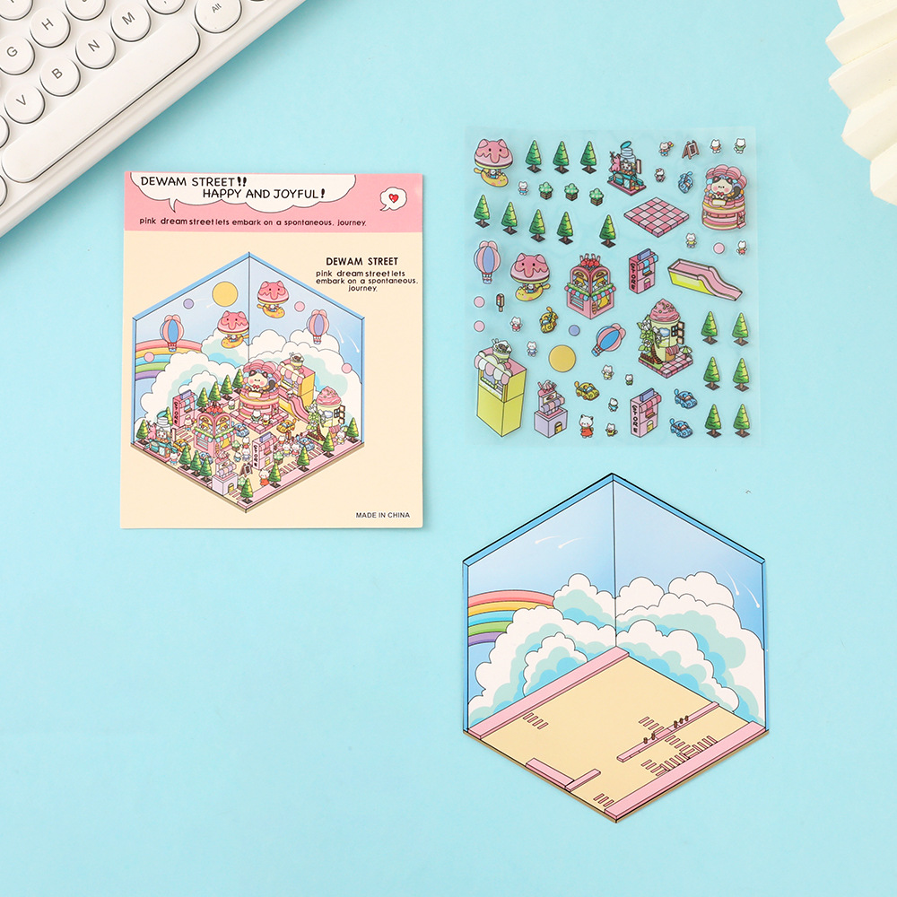 Nuevo comercio exterior creativo transfronterizo 3D estereoscópico chalet paisaje pegatinas descomprimidas DIY decoración pegatinas de escena en miniatura