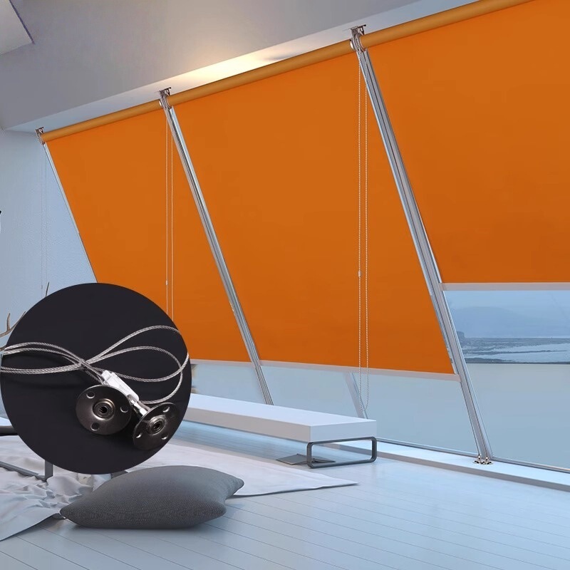 Lift Curtain, Traction Wire, Windproof, Sunshine Fabric, Fireproof, Blackout and See-Through, Outdoor Balcony Roller Blind Curtain