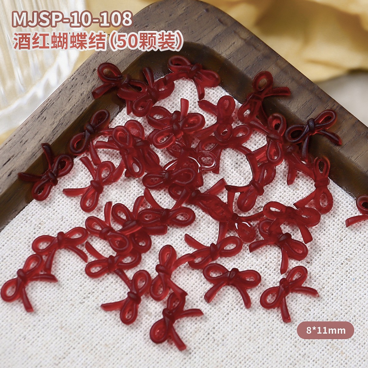 Explosiones de vino rojo flotante arco joyas de manicura línea simple arco uñas decoración pequeña al por mayor