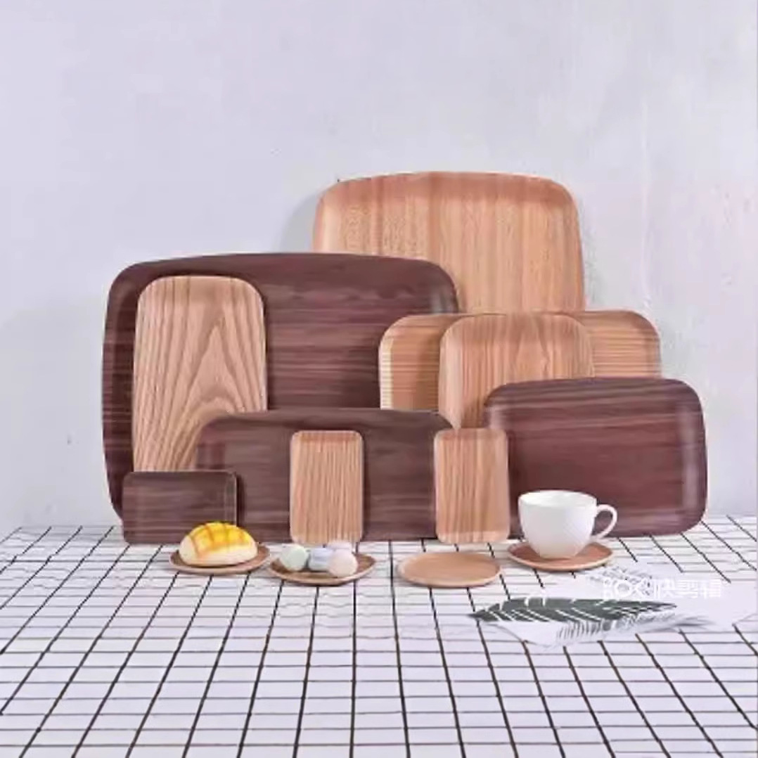 Inventario de salgueado de agua, bandeja de nueces negras, bandeja de fruta seca rectangular, bandeja de té de madera de haya, bandeja de pastel personalizada