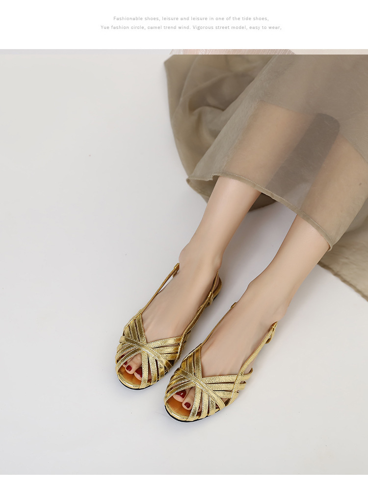 Shiny Orange Roman-style Flat Sandals With Cross Straps, Open Toe, Back Strap, Versatile For Commuting, Women's Shoes_desvips.com