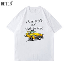 2022 新款外贸搞怪纸片人开车逃离字母图案印花T恤情侣装夏季
