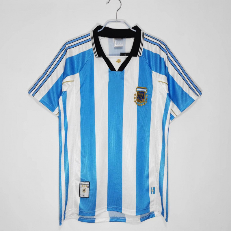 Colección de fútbol retro popular Argentina Alemania Inglaterra Brasil Copa Mundial de fútbol de manga corta