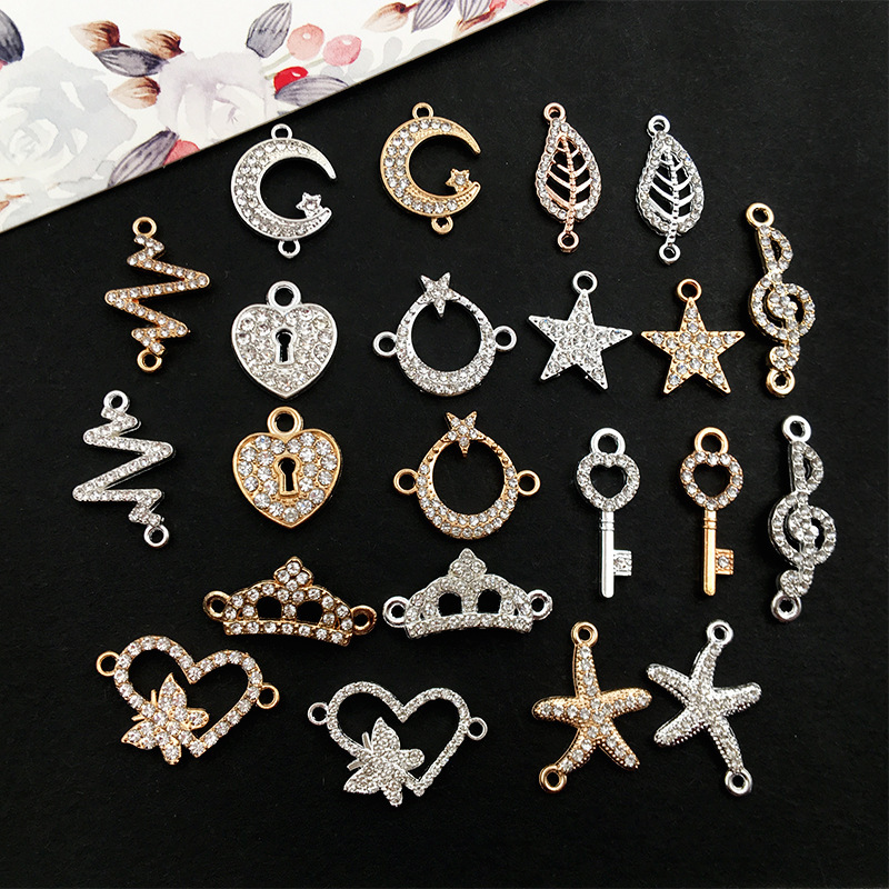 1 Piece of Rhinestone Crown Musical Note Starfish Leaf Bracelet Pendant Necklace Accessory DIY Korean-Style Jewelry Connector 1 Piece of Rhinestone Crown Musical Note Starfish Leaf Bracelet Pendant Necklace Accessory DIY Korean-Style Jewelry Connector
