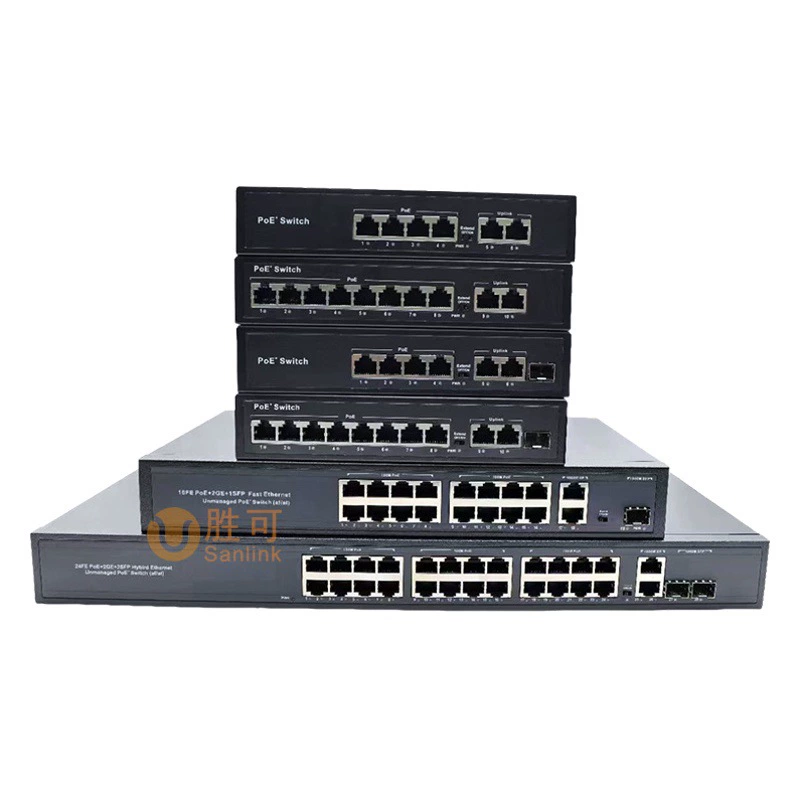 Коммутатор PoE 100M/1000M, 4/8/16/24 порта, для систем видеонаблюдения, с питанием по сетевому кабелю, совместимый с точками доступа и Hikvision