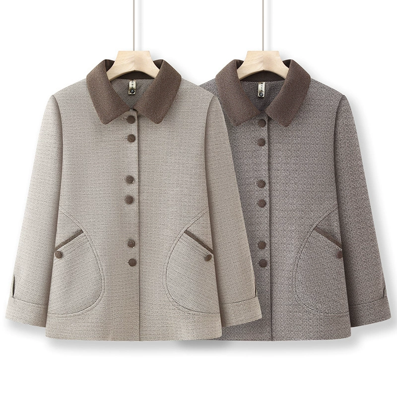 Маленькая ароматная шерстяная верхняя одежда для женщин среднего и пожилого возраста, женская весенняя куртка, новый стиль, короткий топ для мамы в иностранном стиле