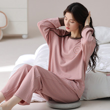 睡衣女春秋季长袖带胸垫一体家居服新款女士可爱学生休闲外穿套装
