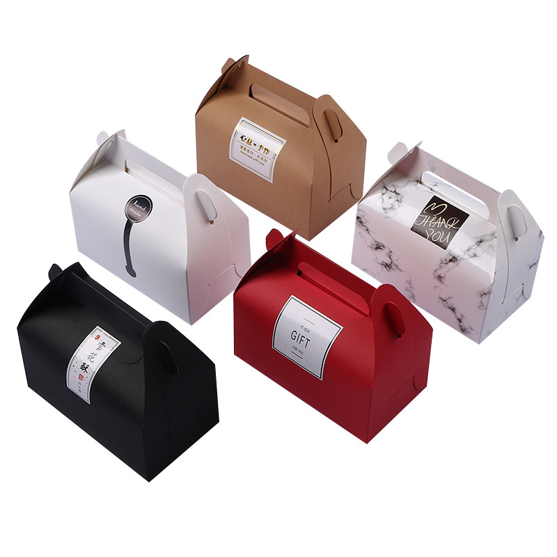 创意款手提式西点盒烘焙包装慕斯蛋挞盒牛轧糖食品外卖打包盒