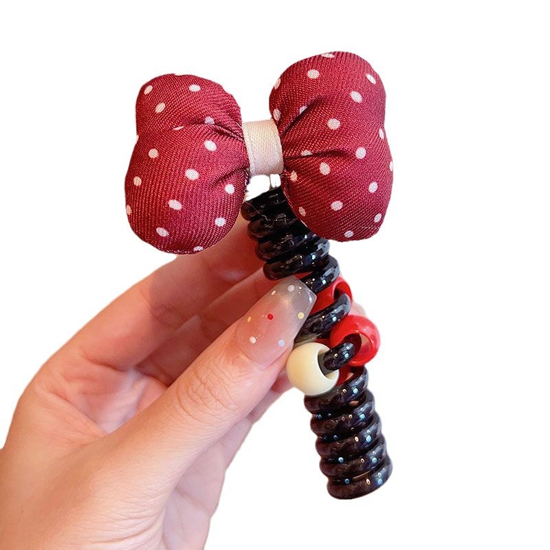 Niños Angola flores rojas cabello línea telefónica bucles de cabello espuma correa de cola de caballo arco cabeza cuerda mujer