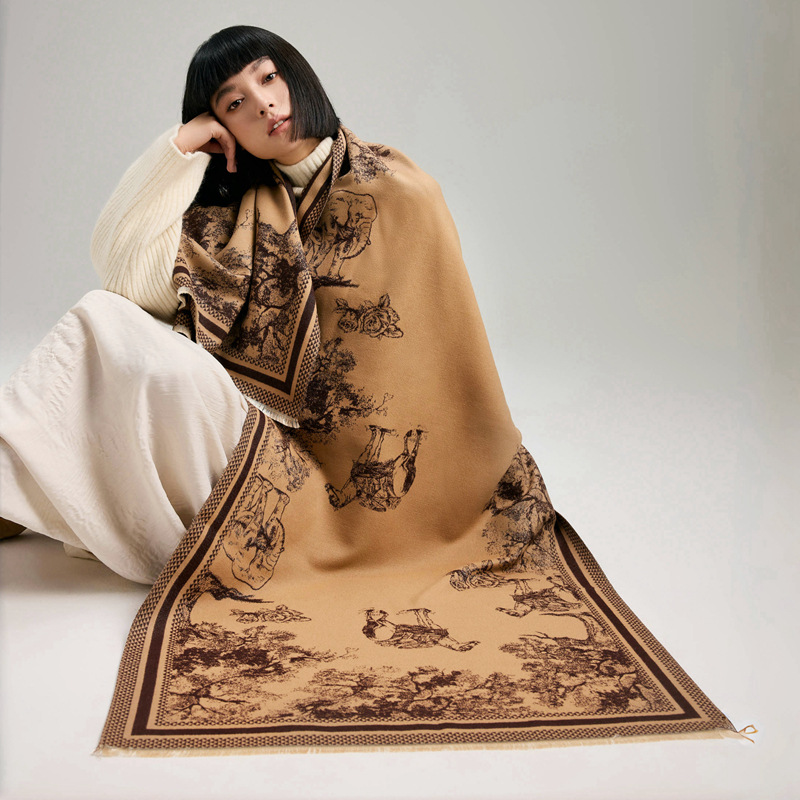 2024 estilo occidental de alto nivel frío chal Jacquard bufandas de cashmere nueva moda otoño invierno bufandas largas bufandas mujeres