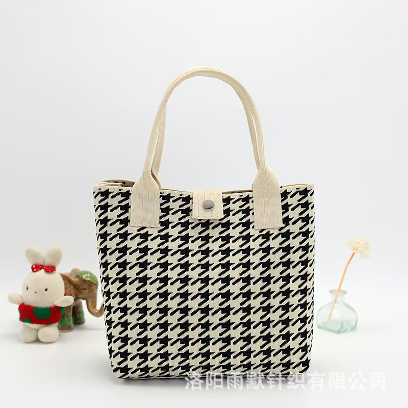 Nuevo bolso de punto de gran capacidad Tote bolso de ocio bolso de mano salvaje estilo coreano tendencia pata de gallo para hombres y mujeres