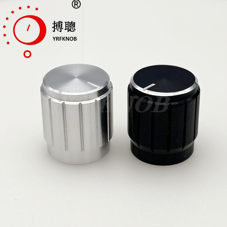 YRFKNOB品牌电位器旋钮 外径15 高度17 切线 黑色 刻度 梅花孔6