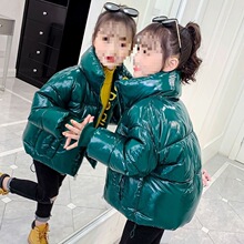女童棉服洋气冬装儿童棉衣外套小女孩棉袄中大童冬季短款亮面包服