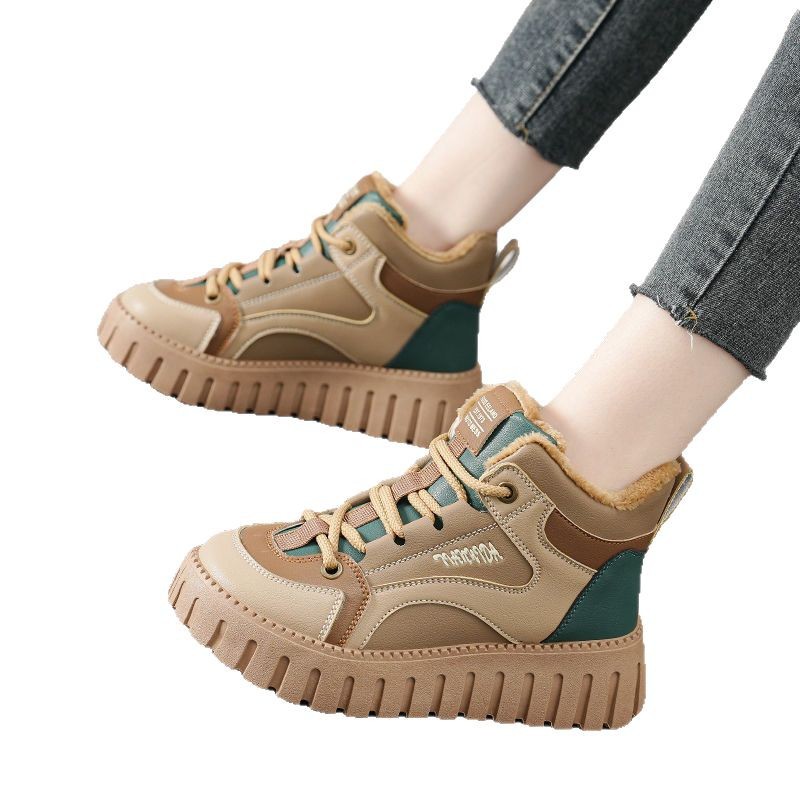 2023 invierno nuevo estilo más terciopelo engrosamiento zapatos de mujer cálidos zapatos altos suela suave zapatos de viaje ligeros zapatos de algodón impermeables para uso externo