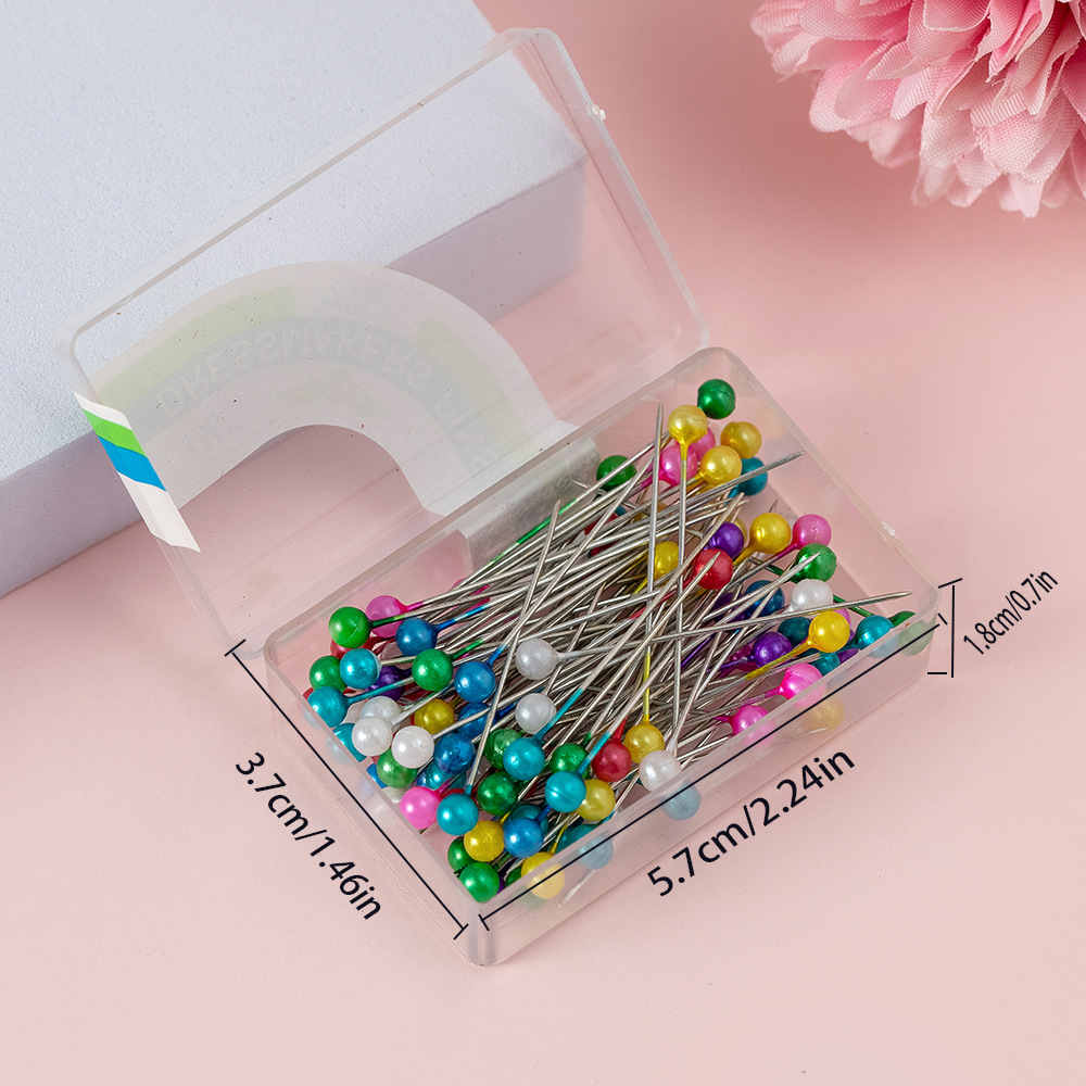 100 piezas de joyería fija aguja nacarado decorativo color en caja aguja de cuentas en forma especial pin hecho a mano DIY posicionamiento de corte