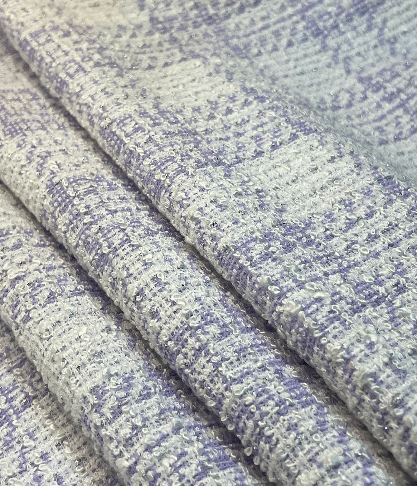 300g涤棉粗花小香风秋季粗纺格子针织布料鞋子外套挎包首饰盒用布